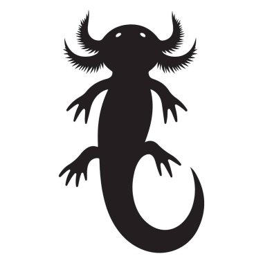 Siluet Axolotl Vektör İllüstrasyonu Meksikalı Semender Amfibi Türleri