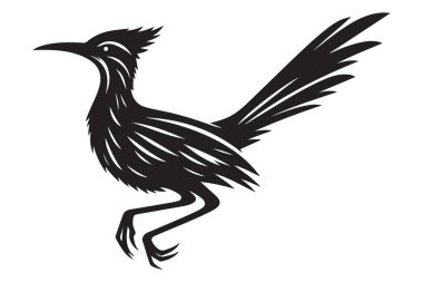 Stilize Roadrunner Kuş Silueti Hızlı Koşan Çöl Vahşi Yaşam Sanatı
