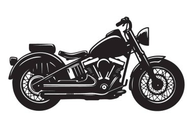 Klasik Motosiklet Vektörü Sanat Silüeti Tasarımları Çizimi