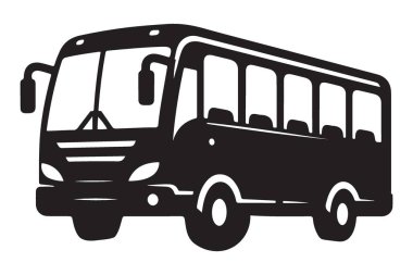 Siyah Turist Otobüs Taşımacılık ve Seyahat Konsepti İllüstrasyonu