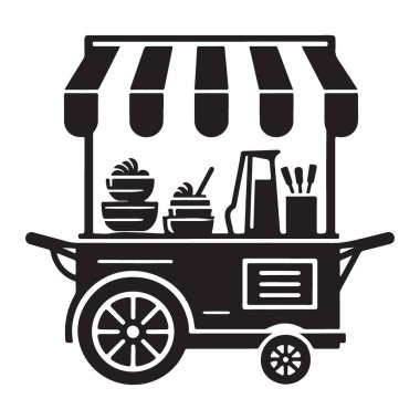 Gıda Arabası Vektör İllüstrasyonu Bütçe ve Sokak Tedarikçileri Konsepti