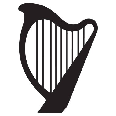 Müzikal enstrüman temaları için İrlanda arpı silueti vektör çizimi