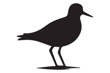 Grafik Tasarımı için Minimalist Kısa Kuş Siyah Siluet Vektörü