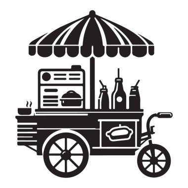 Food Cart Siluet Çizim Sokağı Tasarım Projeleri Yiyecek Satıcısı