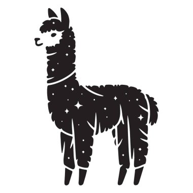 Hayvan Sevenler için Llama Silueti Çizimi Sevimli Memeliler Tasarımı