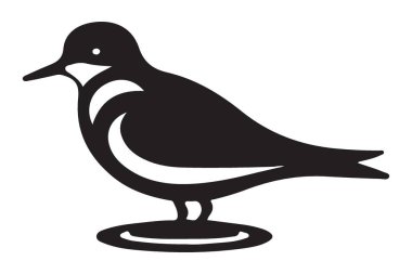 Seabird Tern İllüstrasyon Siyah Siluet Vektör Kıyı Vahşi Yaşam Sanatı