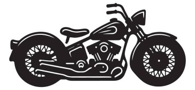 Klasik Motosiklet Silüeti Vektör İllüstrasyon Klasik Motosiklet Grafiği