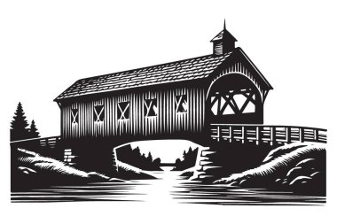 Sahne Kaplamalı Köprü Silueti Vektör İllüstrasyon Tarihi Yer İmleri Tasarımı