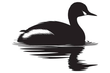 Su Yansıması Sanatında Zarif Grebe Silueti Çizimi