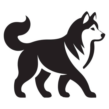 Husky Köpek Silueti Hayvan Sevenler için Çizim Vektörü Grafiği