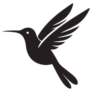 Sinek Kuşu Silueti Uçan Kuş Vektör Sanat Tasarımı
