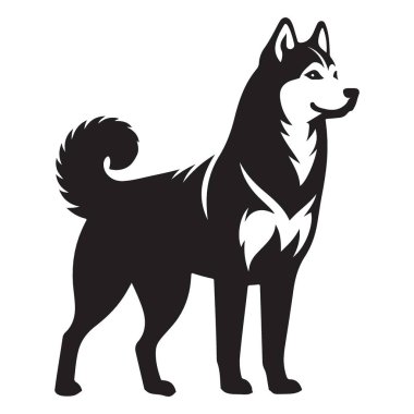 Sibirya Husky Köpek Silueti Vektör Resimleri Grafik Elementi