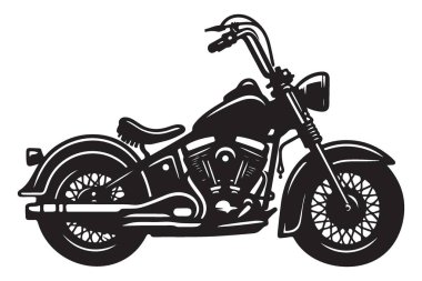 Chopper Motosiklet Silüeti Vektör İllüstrasyon Klasik Tasarımı