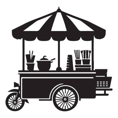 Yemek Arabası Silueti Mutfak Tasarımları için Sanat İllüstrasyonu