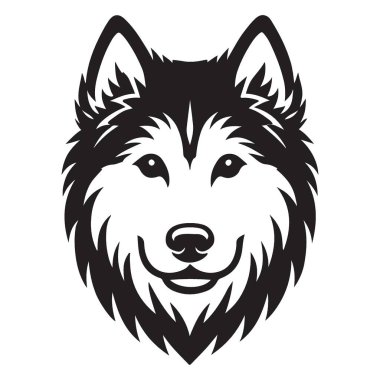 Ayrıntılı Husky Face İllüstrasyonu Sadık Arkadaş Hayvanı Siluet Vektörü