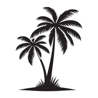 Palm Trees İllüstrasyon Yaz İçin Tropikal Ada Vektör Tasarımı