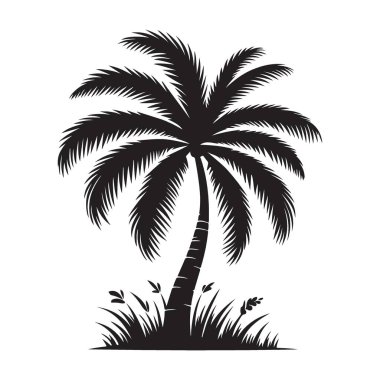 Tropikal Tatil ve Tatil Tasarımı için Siluet Palmiye Ağacı Çizimi