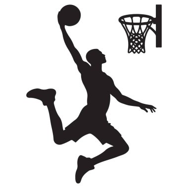 Basketbolcu Silueti Saplama Vektör Grafik Çizim Tasarımı