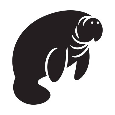 Manatee Siluet Vektör Sanatı Tapılası Deniz İneği Çizimi Tasarım Varlığı