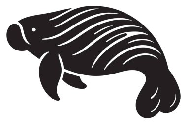 Sualtı Projeleri için Çizgili Denizayısı Silüeti Vektör Grafiksel Çizimi