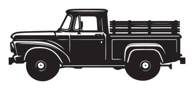 Klasik pikap kamyon silueti tasarımı Ulaşım Tarihi Tasarımları için mükemmel