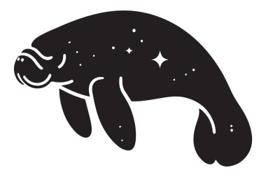 Kozmik Denizayısı Siluet Vektörü Yıldızlı Denizaltı Memelisi