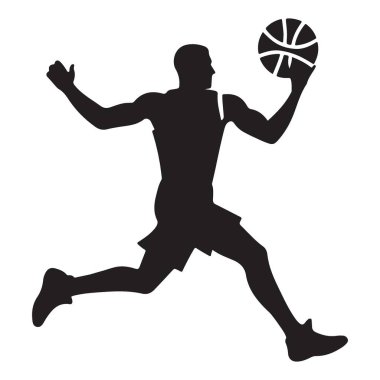 Dinamik basketbol oyuncusu siluet vektörü turnike için atlıyor