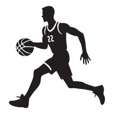 Erkek basketbolcu siluet vektörü 22 numaralı formayı sürüyor.