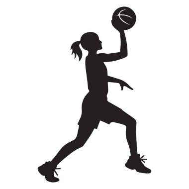 Güçlü Kadın Basketbol Silüeti Vektör İllüzyonu Çekime Hazır