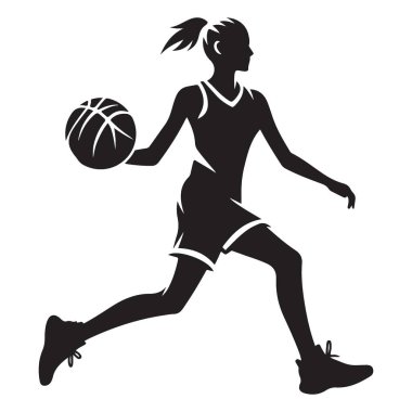 Spor Giyim ve Marka İçin Kadın Basketbolcu Siluet Vektörü