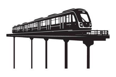 Modern Yükseltilmiş Tren Vektörü Taşımacılığının Silueti