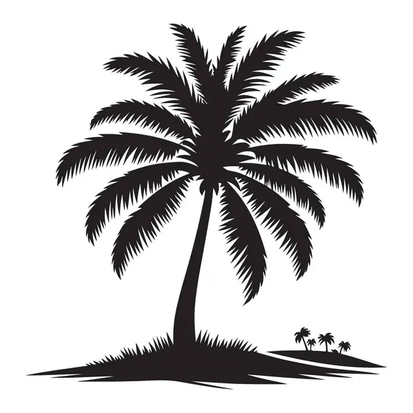 Tropikal palmiye ağacı silüeti çizimi izole tasarım elementi