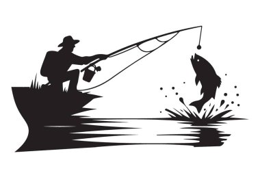 Siluet Balık Avlama Macerası Balıkçısı Açık Hava Rekreasyonu Grafikleri