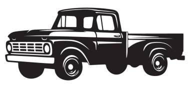 Klasik Siluet Kamyonet Resimlendirme Vintage Araç Grafiği