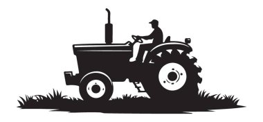 Çiftlik Traktörü Silueti Resimleri Kırsal Tarım Alanı Ekipmanı Tasarımı