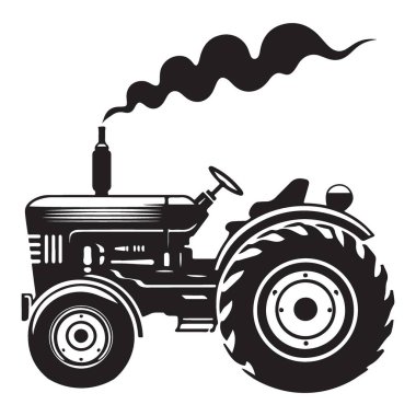 Eski Traktör Siluet Vektör Tarımcılık Hevesleri İllüstrasyonu