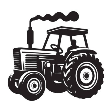 Tarım Projeleri için Modern Traktör Silüeti Vektör İllüstrasyonu