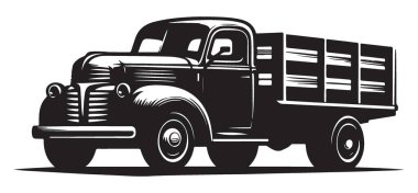 Antika Kamyon Resimleri Klasik Taşımacılık Aracı Vektör Tasarımı