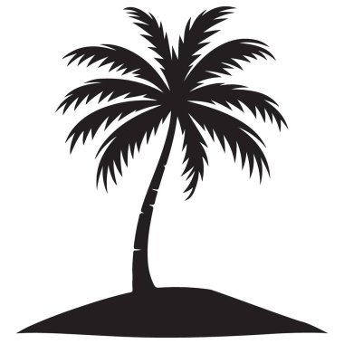 Siyah Siluet Tropikal Palmiye Ağacı Vektörü Yaz Titreşimleri İllüstrasyonu