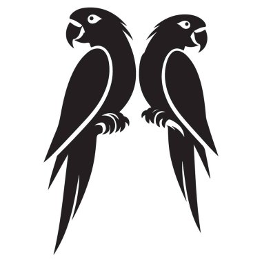 Birbirine bakan iki papağan silueti çizimi