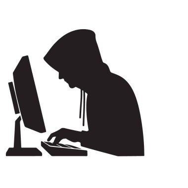 Bilgisayar üzerindeki bilgisayar silueti çevrimiçi siber suç faaliyetlerine bağlanıyor