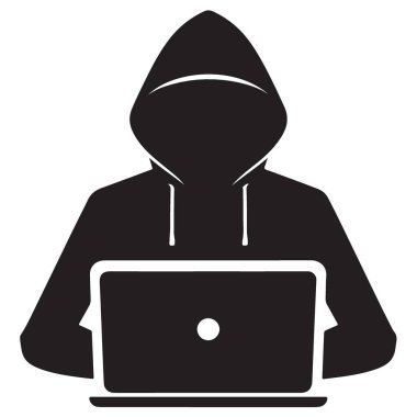 Çevrimiçi Ağ Güvenliği İçin Dizüstü bilgisayarlı Hacker Silueti