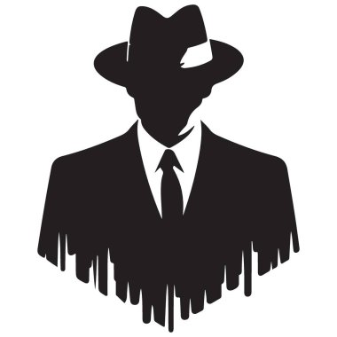 Moda ve Gizem Teması için Yüzsüz Centilmen Siluet Vektörü