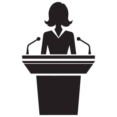 Kendine Güvenen İş Kadını Silueti Podyum Simgesi 'nde konuşma yapıyor