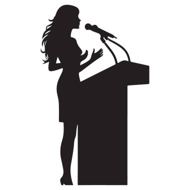 Dinamik Kadın, Lectern Topluluk Konuşmasında Konuşma Silueti Veriyor