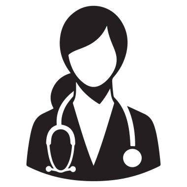 Kadın Doktor Siluet Stetoskop ile Sağlık Hizmetleri Profesyonelinin Çizimi