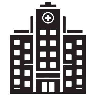 Modern Hastane Binası Siluet İllüstrasyon Sağlık Hizmetleri Temsilcisi