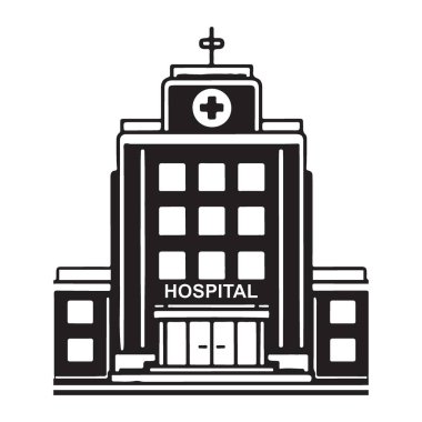 Hastane Binası Vektör İllüstrasyonu Tıbbi Bakım ve Tedavi Sembolize
