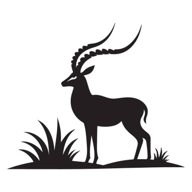 Uzun Boynuzlu Görkemli Afrika İmpala Silueti Sanat İllüstrasyonu