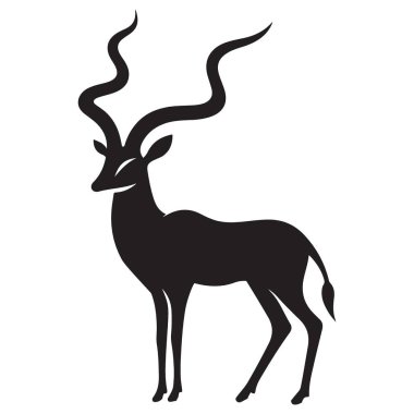 Zarif Kudu Antilop Siluet Vektör Sanat Tasarımı Çizimi